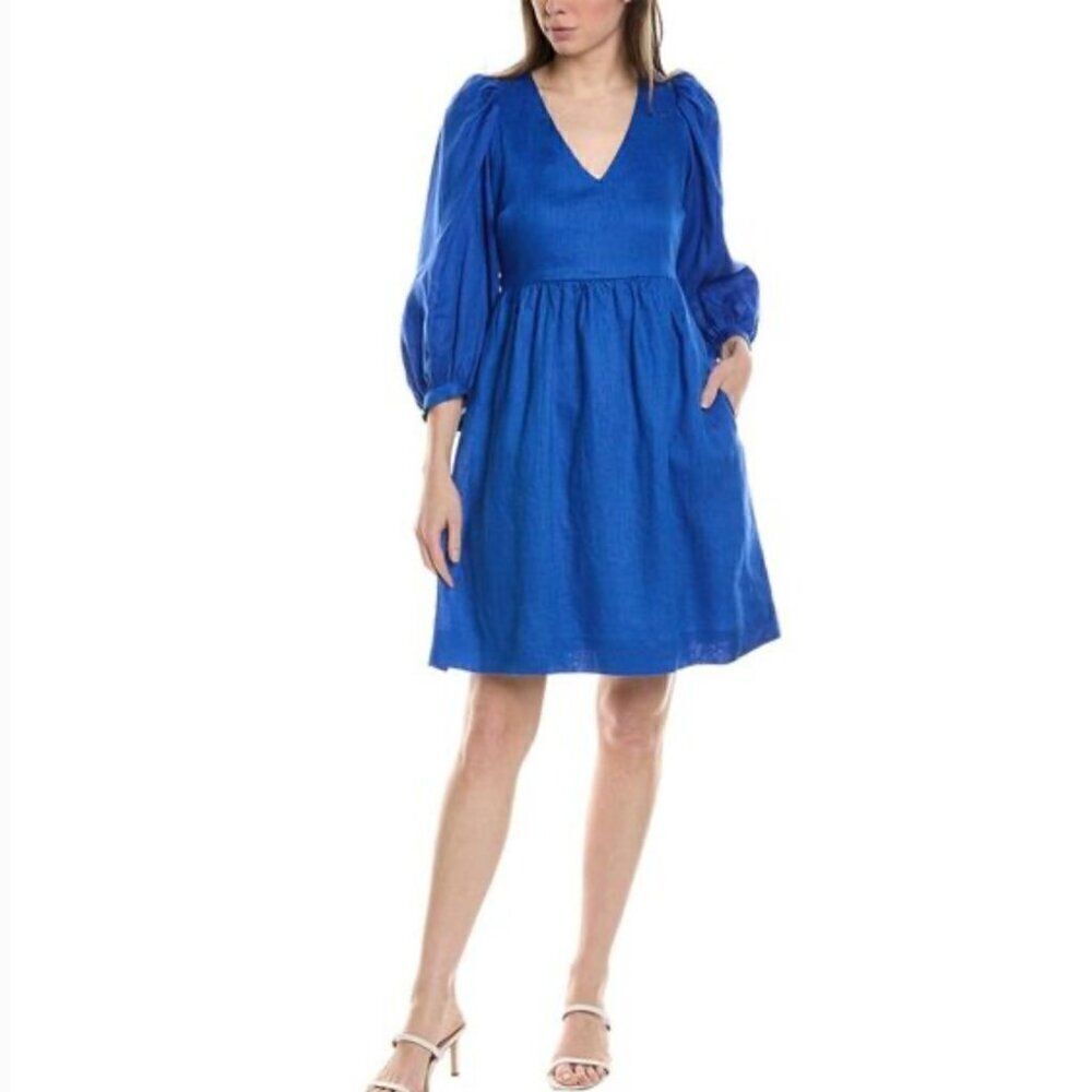 tyler böe Eva Linen Shift Dress royal blue size XS